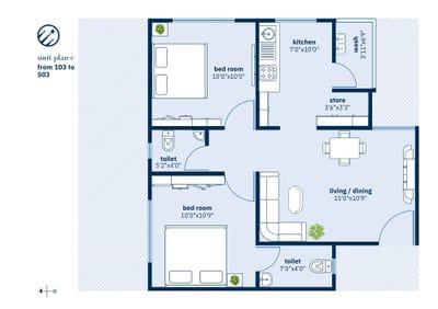 Nakshatra Residency 2 Floor Plan