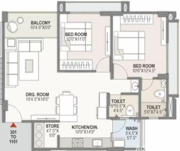 RADHE SKYLINE - 2 Floor Plan
