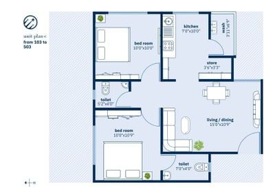 Nakshatra Residency 2 Floor Plan
